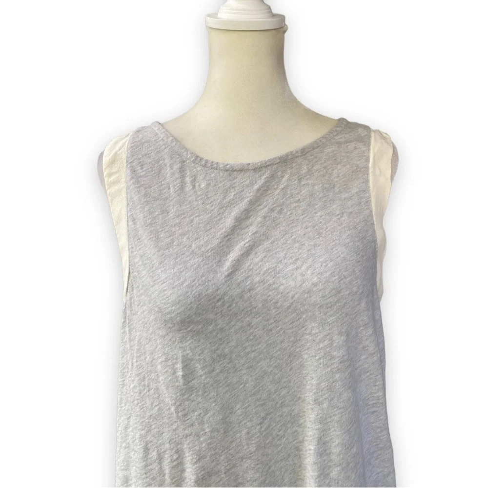 J Crew Gray Silk Trimmed Sleeveless Blouse